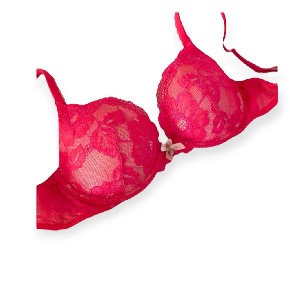 Sexy Hot Pink Lace Push Up Bra by Body by Victoria’s Secret 32C